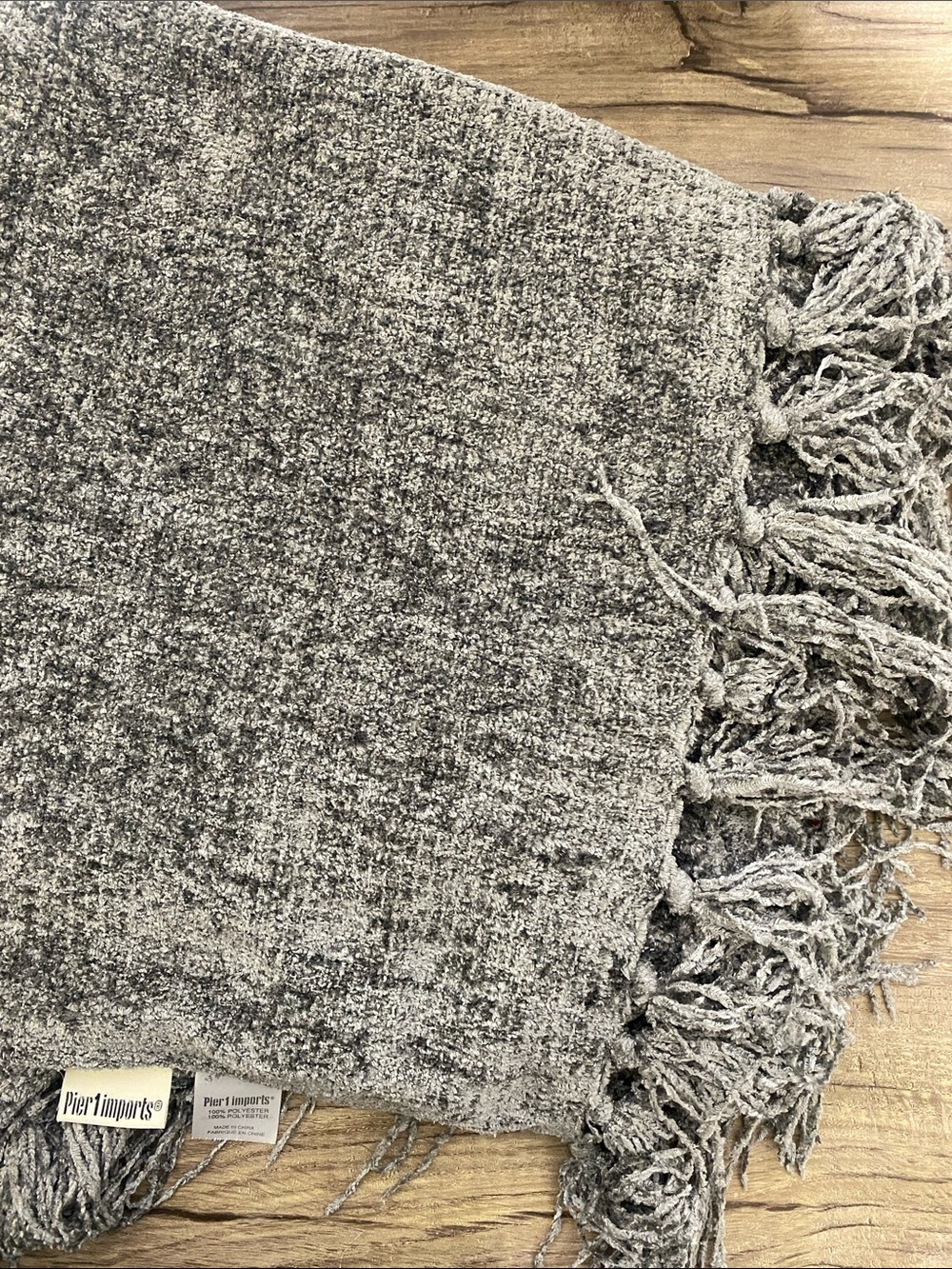 Pier 1 Gray Chenille Fringe Throw